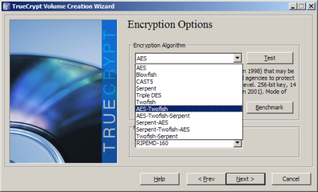 TrueCrypt Volume Creation Wizard Ã¢â‚¬â€œ encryption algorithms