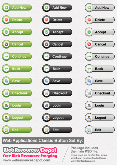 Web Applications Classic Button Set