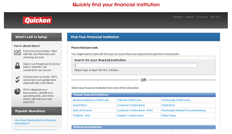 find your financial institution