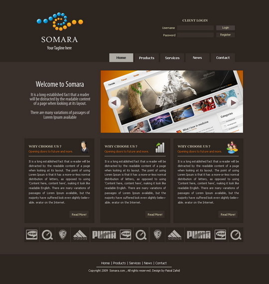 50 High Quality Web Layout PSD Templates Available For Free 31