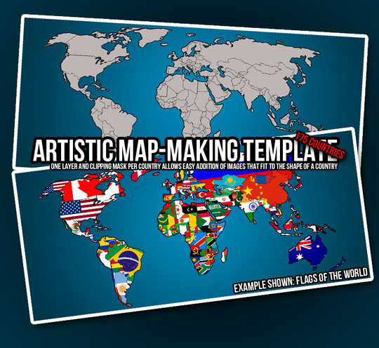 21 Creative World Maps in Photoshop, Eps & Ai Formats 6