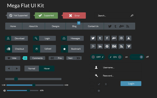 50 Free Flat UI Kits For User Interface Designers 20