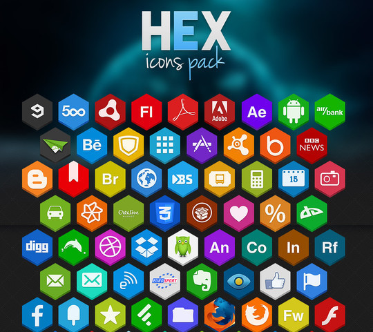 12 Free Hexagon Icon Sets & Photoshop Files 12