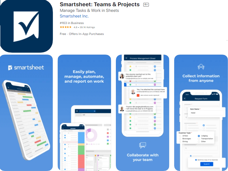 smartsheet best apps for ios