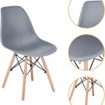 CangLong Lounge DSW Side Dining Chairs Set of 4, Plastic Grey Color 6