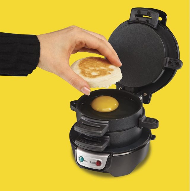 Hamilton Beach Breakfast Sandwich Maker with Egg Cooker Ring, Perfect for English Muffins, Croissants, Mini Waffles 6