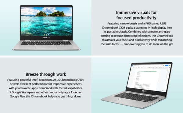 ASUS Chromebook C424, 14.0" Display, 4GB RAM, 128GB Storage - Image 5