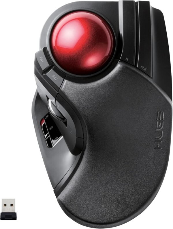 ELECOM HUGE Trackball, 2.4GHz Wireless USB, Index Finger Control