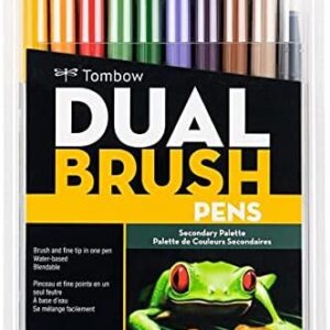 Tombow Dual Brush Pen Art Markers, Brush and Fine Tip Markers, 10-Pack