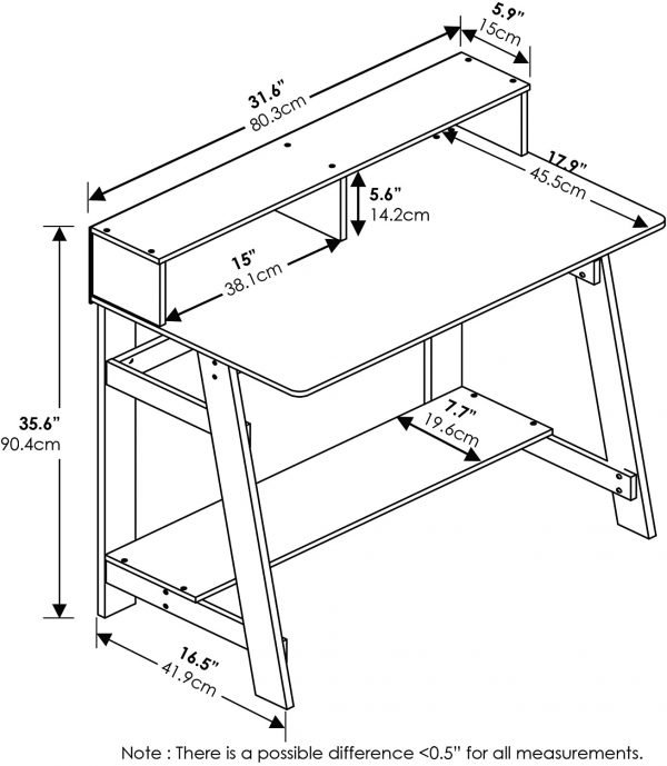 Furinno Simplistic A-Frame Computer Desk, Espresso 3