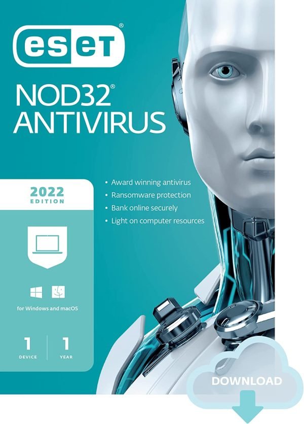 ESET NOD32 Antivirus Software 2022 Edition, 1 Device, 1 Year, Powerful Security 1