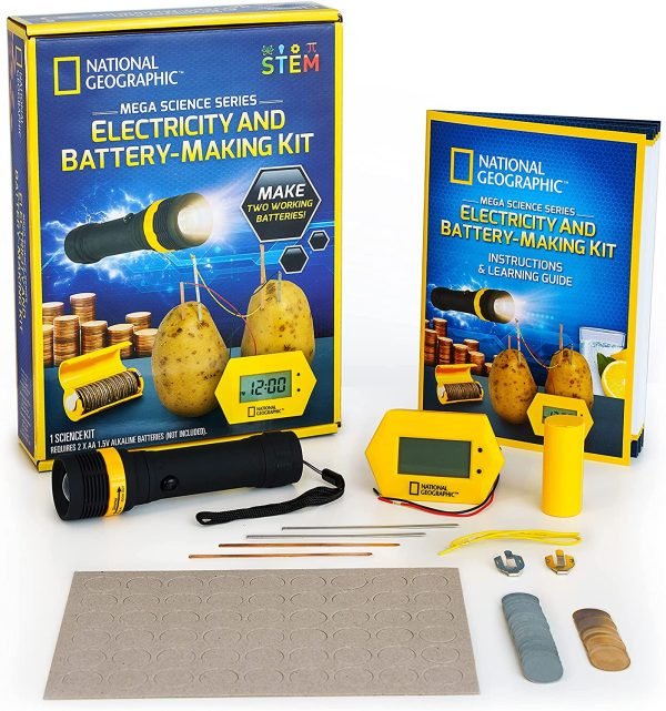 NATIONAL GEOGRAPHIC Battery Making Kit - Potato Clock and Penny Powered Flashlight Science Kit 1