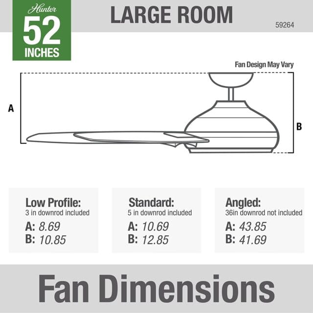 Indoor / Outdoor Hunter Ceiling Fan with Pull Chain Control, 52", Matte Black 2