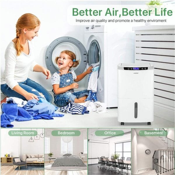 2000 Sq. Ft Waykar Dehumidifier for Home and Basements, with Auto or Manual Drainage, 0.66 Gallon Water Tank Capacity 6