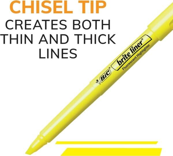 BIC Brite Liner Highlighters Chisel Tip, 24-Count Pack of Yellow Highlighters 2