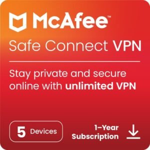 McAfee Safe Connect VPN 2024 Ready | 5 Device | Internet Security and Privacy Software 