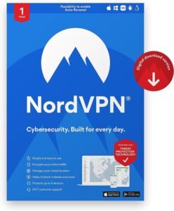 NordVPN Standard - 1-Year VPN & Cybersecurity Software Subscription For 6 Devices - Block Malware, Malicious Links & Ads, Protect Personal Information