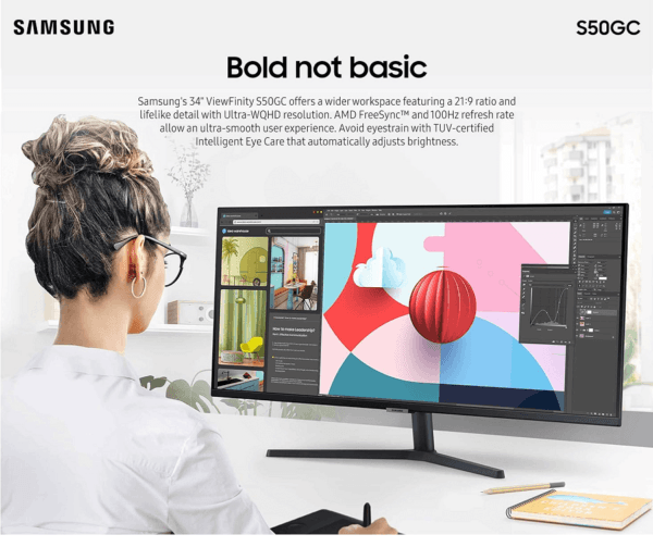 SAMSUNG ViewFinity Ultrawide Monitor 34" QHD S50GC Series - Image 2