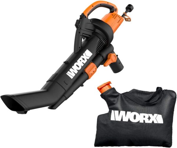 Worx WG509 12 Amp TRIVAC Blower 3-in-1 Electric Leaf Blower with All Metal Mulching System