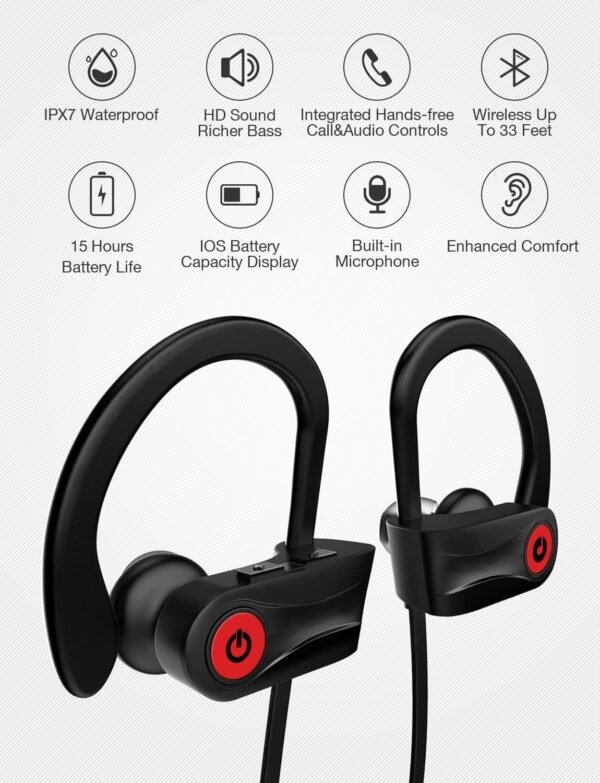 Otium Bluetooth Earbuds for Gym Running 15 Hours Playtime 2