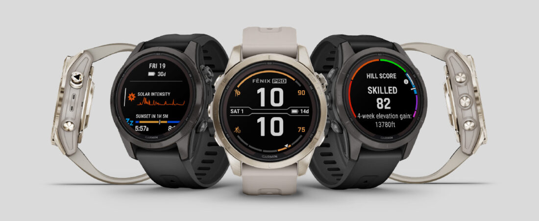 Garmin fēnix 7S Pro a group of smart watches