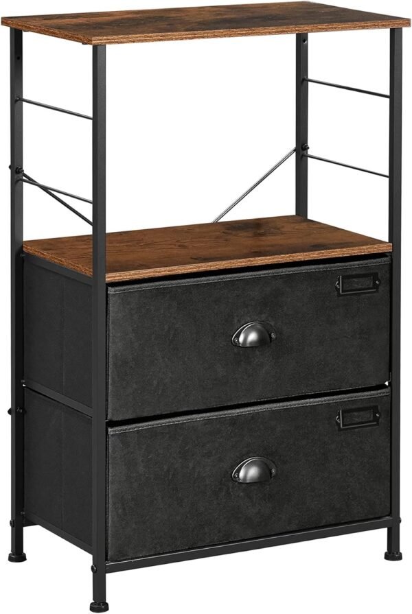 SONGMICS Nightstand, Industrial Bedside Table with 2 Fabric Drawers 1