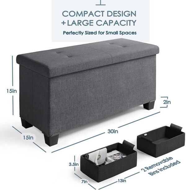 Storage Ottoman Bench with Storage Bins 3