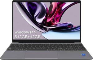  ApoloSign 15.6" laptop, Expandable 1TB, 12GB RAM, 512GB SSD, with N5095 High-Speed Performance, and Full HD Display, Dual-Band WiFi, 178° Open Angle, Dual Speakers 