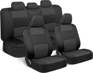  BDK PolyPro Car Seat Covers Full Set in Charcoal on Black – Front and Rear Split Bench for Cars, Easy to Install Cover Set, Accessories Auto Trucks Van SUV 