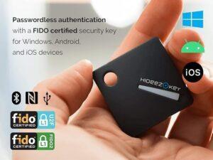  Hideez Key 4: FIDO2/U2F Security Key for Passwordless Access & Two-Factor Authentication (Windows,Linux,Android) + Password Manager, OTP, Smart Desktop Lock (Windows). Supports Bluetooth/NFC/USB/RFID 