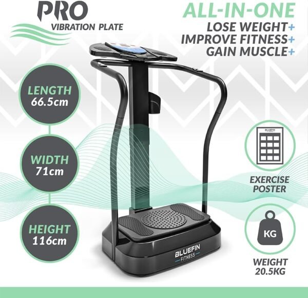 Bluefin Fitness Vibration Platform Pro Model Upgraded Design with Silent Motors and Built in Speakers 3