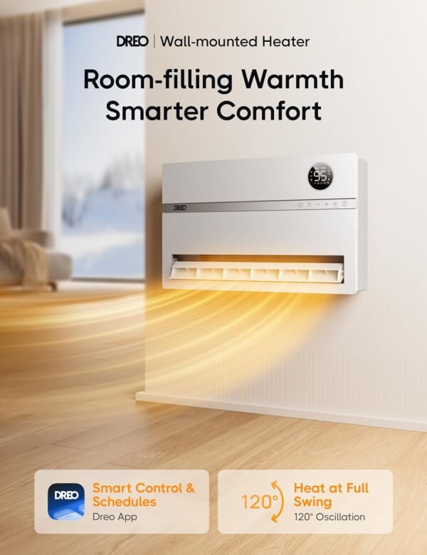 Dreo Smart Wall Heater, Electric Space Heater for Bedroom 1500W 2