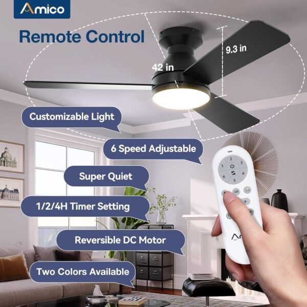 Amico Ceiling Fans with Light and Remote Control 2