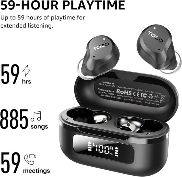 TOZO Hybrid Active Noise Cancelling Wireless Earbuds 2