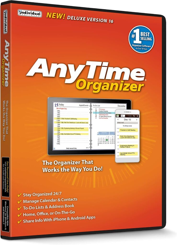 AnyTime Organizer Deluxe 16 - Organize Your Calendar, To-Do’s and Contacts!