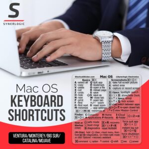 Mac OS Shortcuts Sticker | Mac Keyboard Stickers for Mac OS | No-Residue Laminated Vinyl MacBook Stickers for Laptop | MacBook Shortcut Stickers for 13-16" Air and Pro (Clear/Black) 