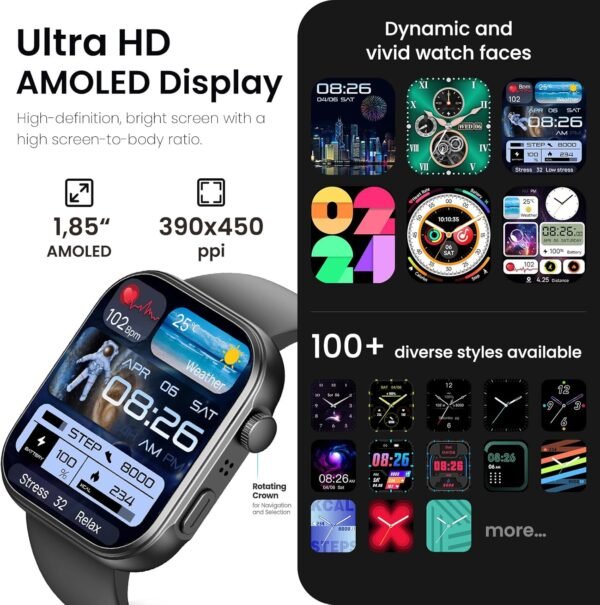 TOZO S6 Smartwatch 1.85" AMOLED Screen 2