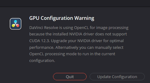 GPU Configuration Warning