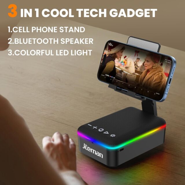 JTEMAN Portable Phone Stand with Speaker