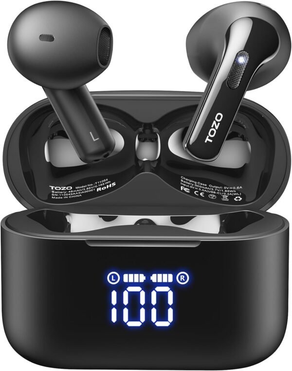 TOZO T21 Wireless Earbuds Dual Mic Call IPX8 Waterproof