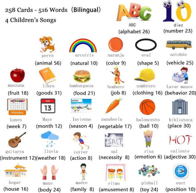 Spanish English Talking Flash Cards for Toddlers