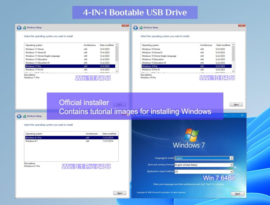 How to Install Windows 11 from a USB Drive - 64GB - Bootable Windows 11/10 / 8.1/7, USB Driver 3.2 for Reinstall Windows, Reset Password, Network Drive,Supported UEFI and Legacy, Data Recovery, Repair Tool