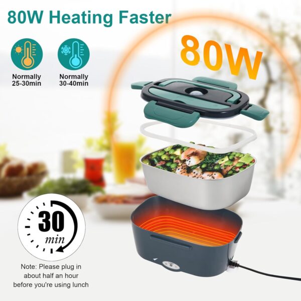 Electric Lunch Box Food Heater with 304 Stainless Steel Container - Image 3